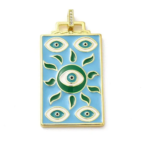 Brass Micro Pave Cubic Zirconia Pendant with Enamel