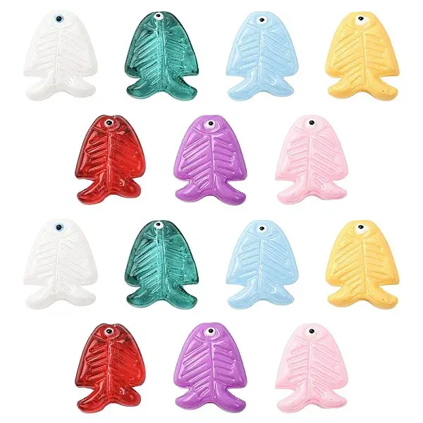 14Pcs 7 Colors Glass Enamel Beads