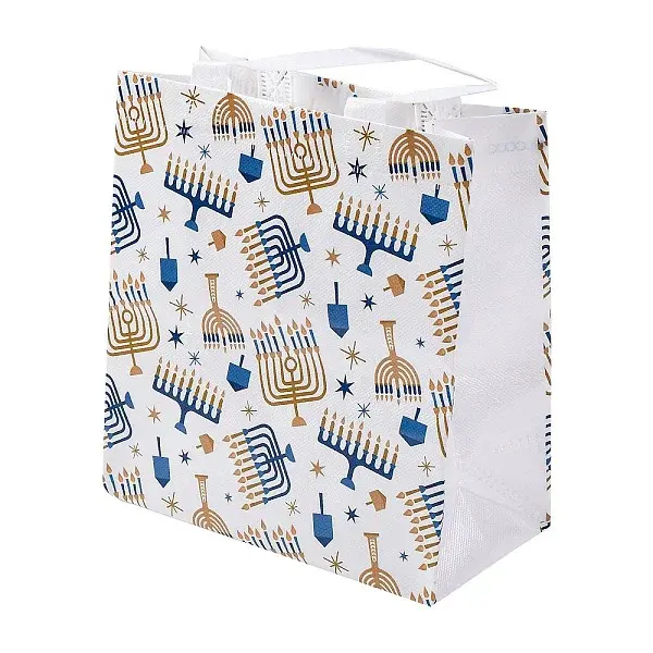 Hanukkah Theme Non-Woven Reusable Folding Gift Bags with Handle
