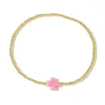 Cross Natural Gemstone & Brass Bead Stretch Bracelets for Women