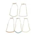 Adjustable Glass Beaded & Brass Chains Link Bracelet for Women