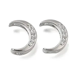 Brass Micro Pave Clear Cubic Zirconia Beads