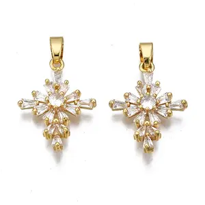 Brass Micro Pave clear Cubic Zirconia Pendants