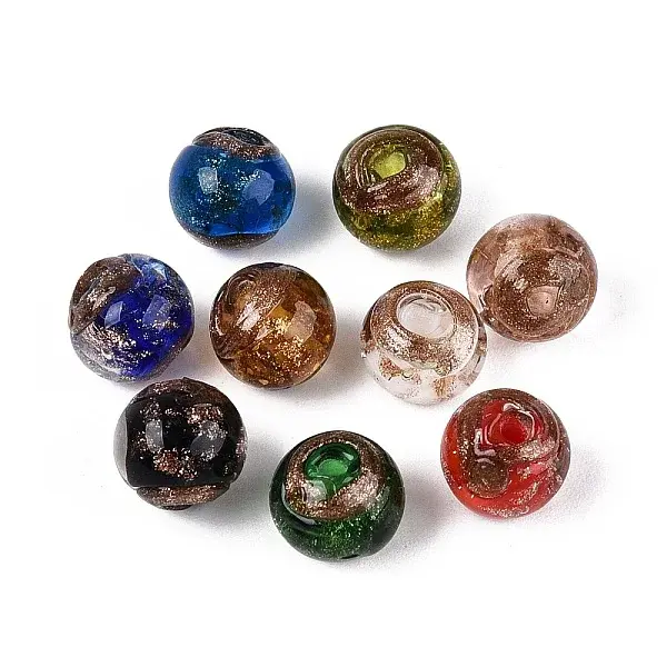 Handmade Gold Sand Lampwork Beads
