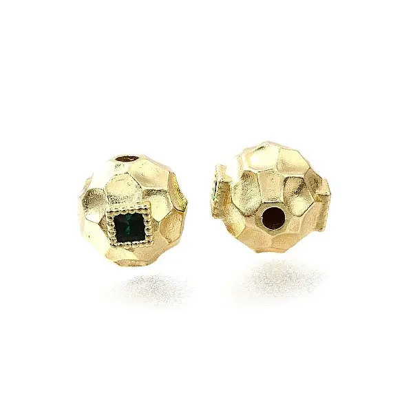 Brass Micro Pave Cubic Zirconia Beads