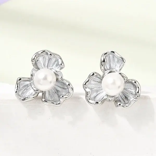 Brass Enamel Stud Earrings