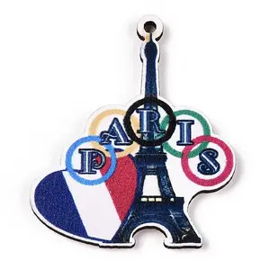 French Theme Printed Wood Pendants