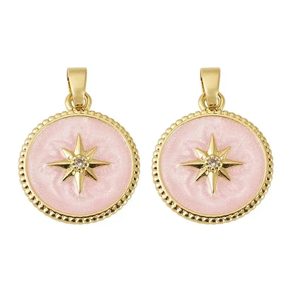 2Pcs Brass Micro Pave Clear Cubic Zirconia Pendants