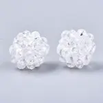 Transparent Electroplate Glass Round Woven Beads
