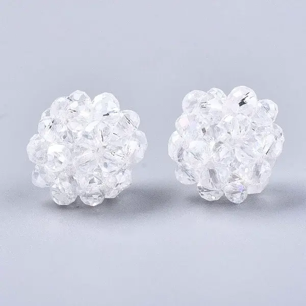 Transparent Electroplate Glass Round Woven Beads
