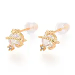 Planet Brass Micro Pave Clear Cubic Zirconia Stud Earrings