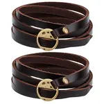 2Pcs Cowhide Wrap Bracelets