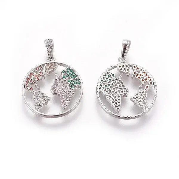Brass Micro Pave Cubic Zirconia Pendants
