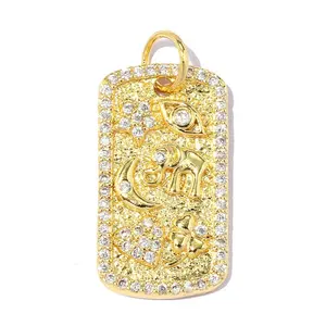 Brass Micro Pave Clear Cubic Zirconia Pendants