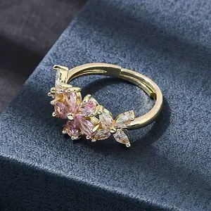 Brass Pave Cubic Zirconia Cuff Open Rings