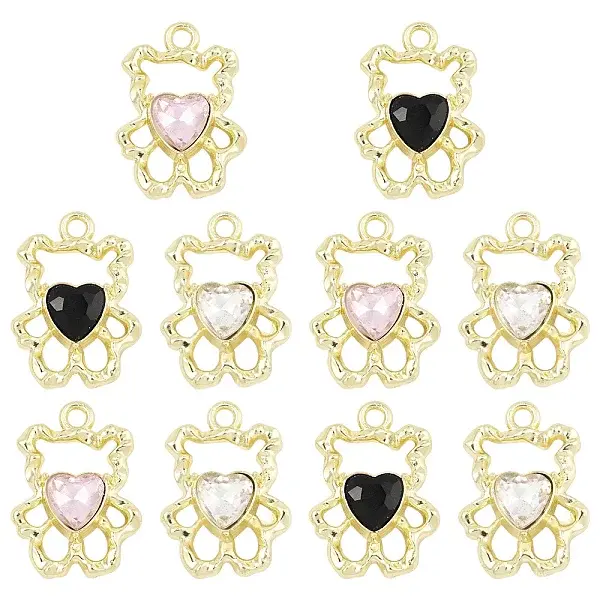 10Pcs Alloy with Rhinestone Pendants