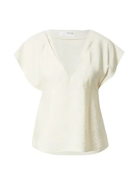 SELECTED Tunika 'SLFCALA SS V-NECK TOP EX'  béžová