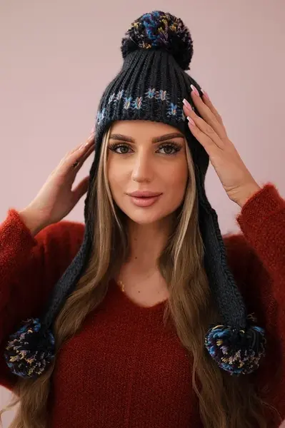 Women's cap with long ears Nadia K321 graphite
