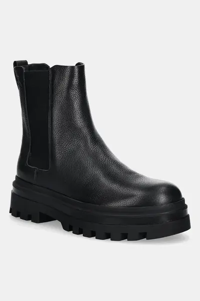 Kožené kotníkové boty Calvin Klein LUGGED CHELSEA BOOT HIGH LTH pánské, černá barva, YM0YM01334