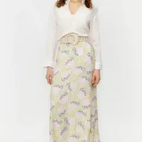 Trendyol Powder Floral Patterned Bell Woven Skirt