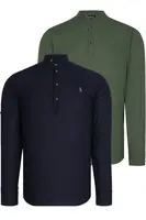DOUBLE SET G783 DEWBERRY JUDGE COLLAR SHIRT-NAVY-KHAKI