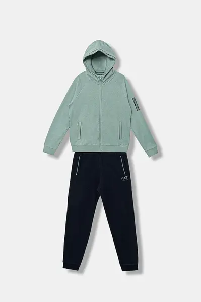 Dětská tepláková souprava EA7 Emporio Armani tyrkysová barva, 7B000178 AF10368