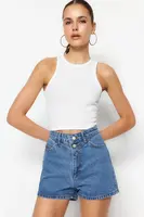 Trendyol Modré Džínsové Šortky & Bermudy