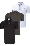 TRIPLE SET T8582 DEWBERRY MENS T-SHIRT-BLACK-WHITE-KHAKI