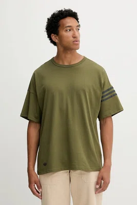 Bavlněné tričko adidas Originals Neu C Tee pánské, zelená barva, s aplikací, HZ3697