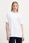 Bavlněné tričko Abercrombie & Fitch dámské, bílá barva, KI157-5386-100