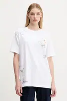 Bavlněné tričko Abercrombie & Fitch dámské, bílá barva, KI157-5386-100