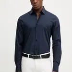 Košile Trussardi pánská, tmavomodrá barva, slim, s klasickým límcem, 5004N000006N