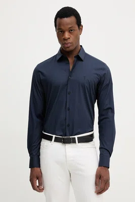 Košile Trussardi pánská, tmavomodrá barva, slim, s klasickým límcem, 5004N000006N