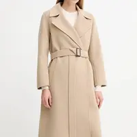 Vlněný kabát Weekend Max Mara MANU béžová barva, 2525016021600