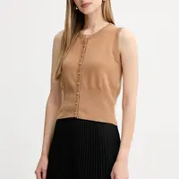 Vlněná vesta Fracomina dámská, béžová barva, FR25WJ5008K47301
