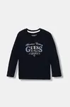 Dětské bavlněné tričko s dlouhým rukávem Guess