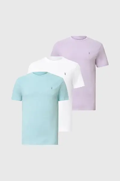 Bavlněné tričko AllSaints BRACE 3-pack pánské, modrá barva, M031JB