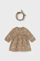 Kojenecké šaty Mayoral Newborn hnědá barva, mini, áčková, 2825