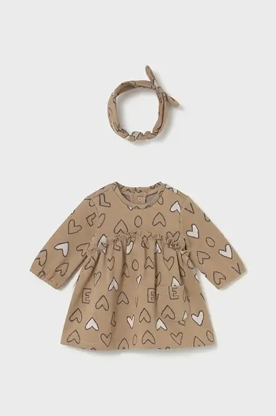 Kojenecké šaty Mayoral Newborn hnědá barva, mini, áčková, 2825