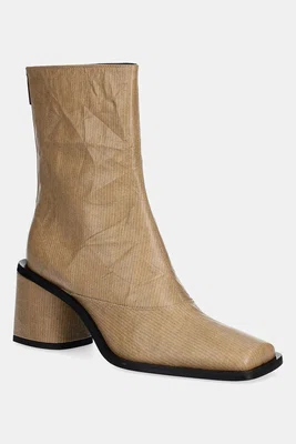 Kožené kotníkové boty Kenzo Kimi Ankle Boots dámské, béžová barva, na podpatku, FF62BT120L06.87
