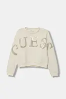 Dětská bavlněná mikina Guess béžová barva, s aplikací, K5YQ09 KAV34