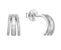 Evolution Group - Pavona Stříbrné náušnice pecky půlkruhy s perletí a zirkony 11422.1