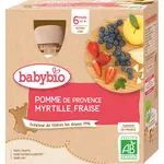 Babybio BIO jablko, borůvky a jahody ovocný příkrm 4x90 g