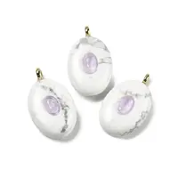 Natural Howlite & Cubic Zirconia Pendants