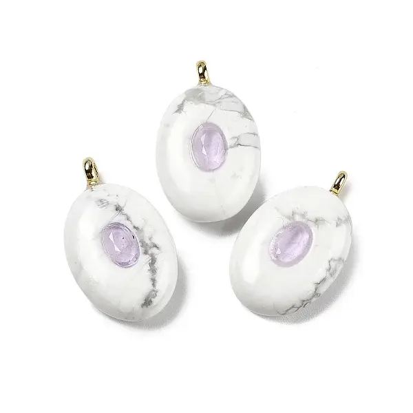 Natural Howlite & Cubic Zirconia Pendants