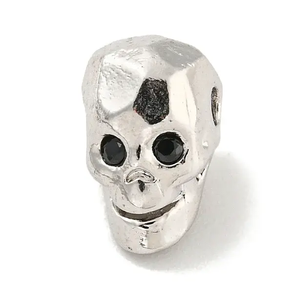 Brass Micro Pave Black Cubic Zirconia Beads