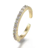 Adjustable Brass Micro Pave Clear Cubic Zirconia Cuff Rings