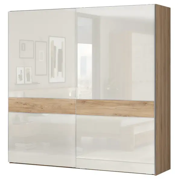 Široká skříň posuvná 2d hagop-ořech pacifik/béžová - základní