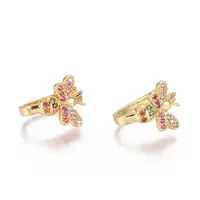 Golden Plated Brass Micro Pave Cubic Zirconia Cuff Earrings