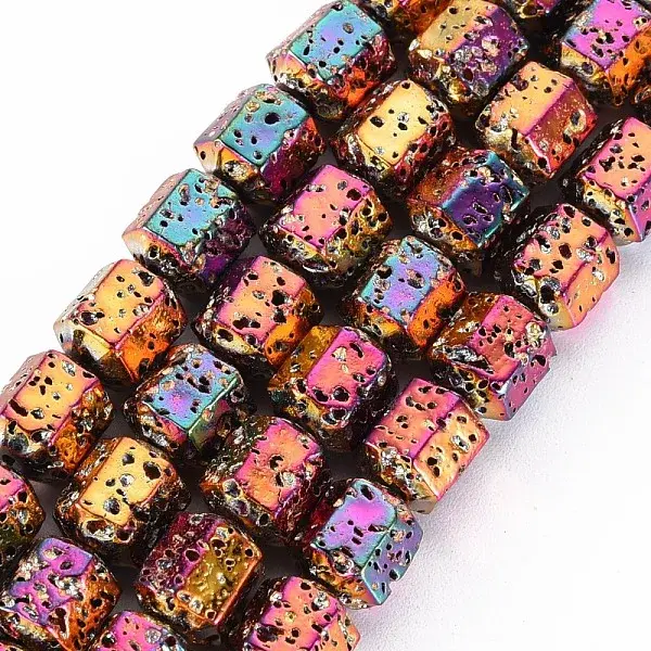 Electroplated Natural Lava Rock Beads Strands